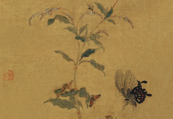 清_金钥_蔡含秋_花蝴蝶图绢本_(3445x9515 - 250dpi)