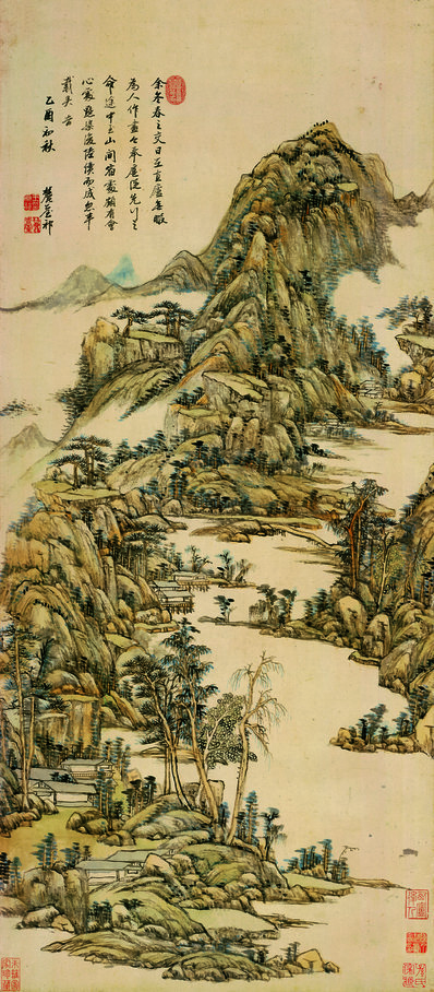 清_王原祁_设色山中早春图_纸本_(6159x14043 - 350dpi)