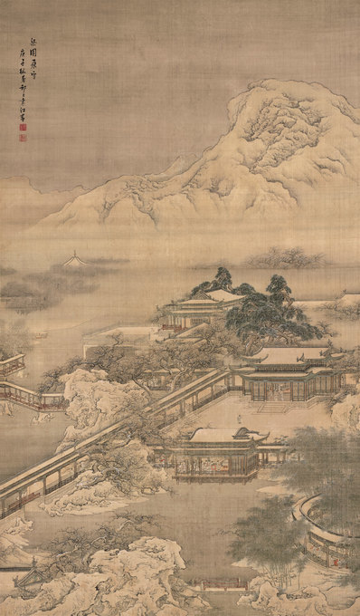 清_袁江_梁园飞雪图绢本设色纵北京故_(11682x19941 - 288dpi)