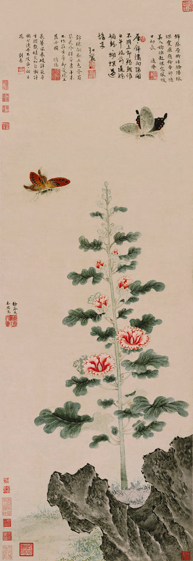 明_戴进_葵石峡蝶图_轴_纸本_(4701x13606 - 300dpi)