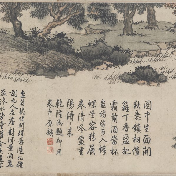 明_沈周_盆菊幽赏图全卷纸本_(46876x3418 - 355dpi)