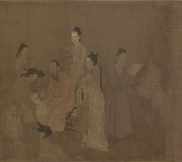 北齐_杨子华_北齐校书图_宋摹本残卷画芯_画卷题跋原为杨子华所画_唐代画家阎立本再稿_(13464x3267 - 300dpi)