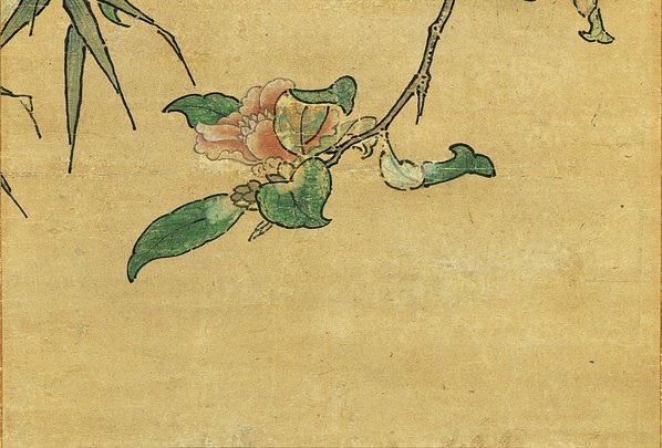 明_佚名_山茶花小禽图_绢布_(3780x10215 - 300dpi)