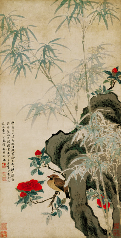 清_王武_花竹栖禽图_绢本ti_(4783x9425 - 300dpi)