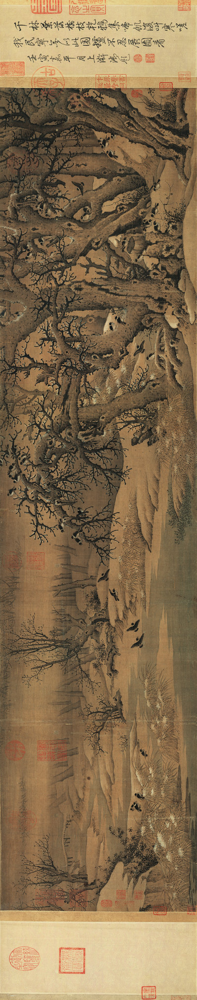 宋_李成_寒鸦图卷_画心_纸本_北京故宫_(19279x3802 - 445dpi)