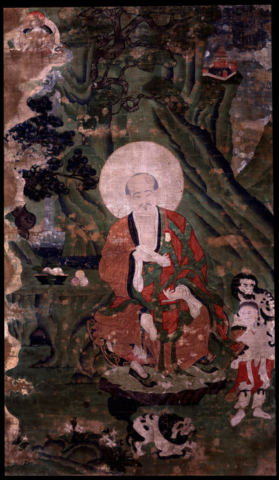 清_罗汉Arhat_Buddhist_Elder_Elders_Pantaka_布鲁克林博物馆_(5582x9599 - 300dpi)