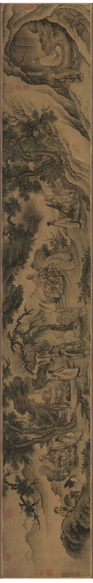 明_戴进_达摩六代祖师图卷_画芯_(29823x4791 - 360dpi)