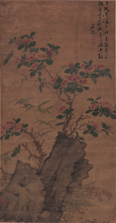 明_陈淳_着色花卉图轴_绢_(6966x13393 - 300dpi)