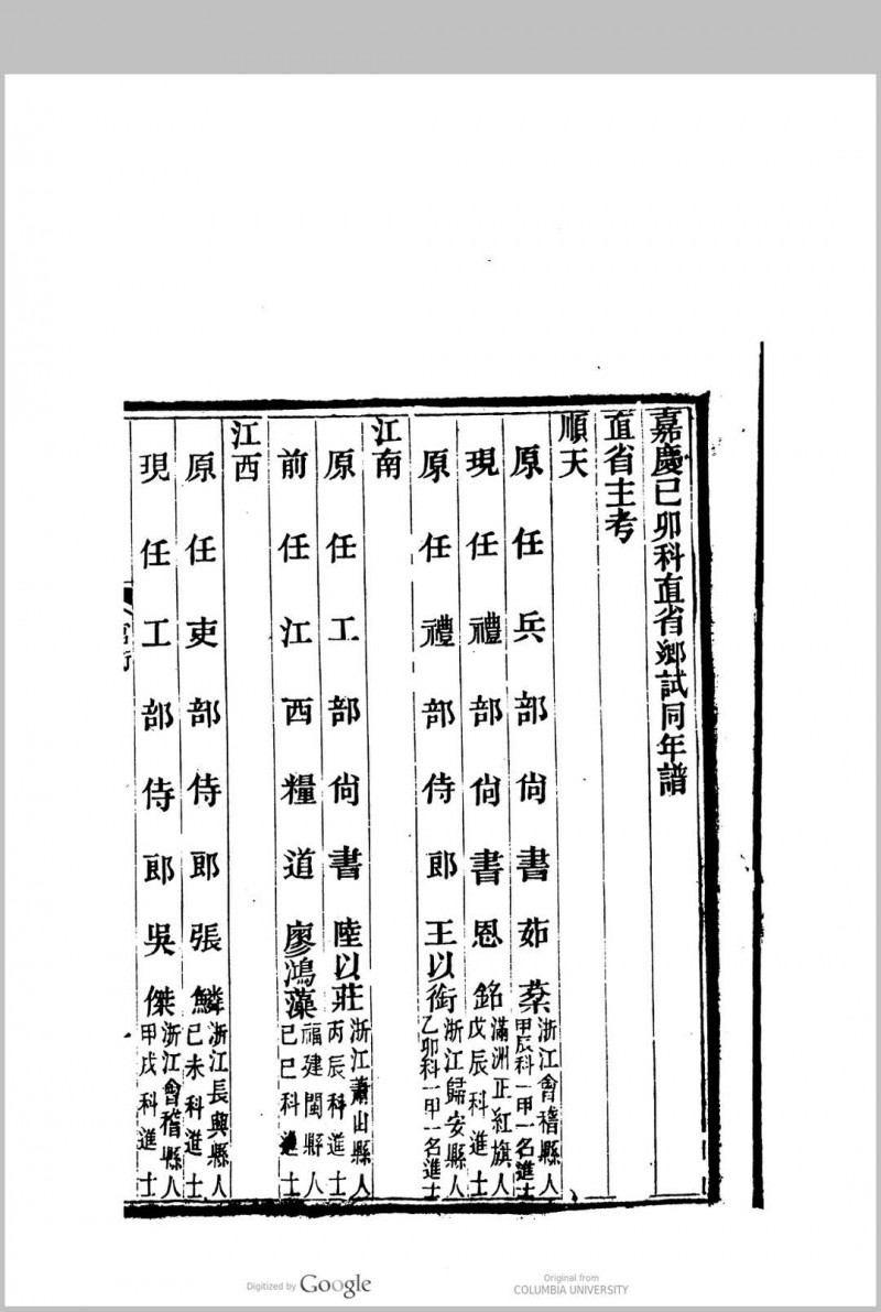 直省乡贡同年录  道光己卯科 鄂恒　编