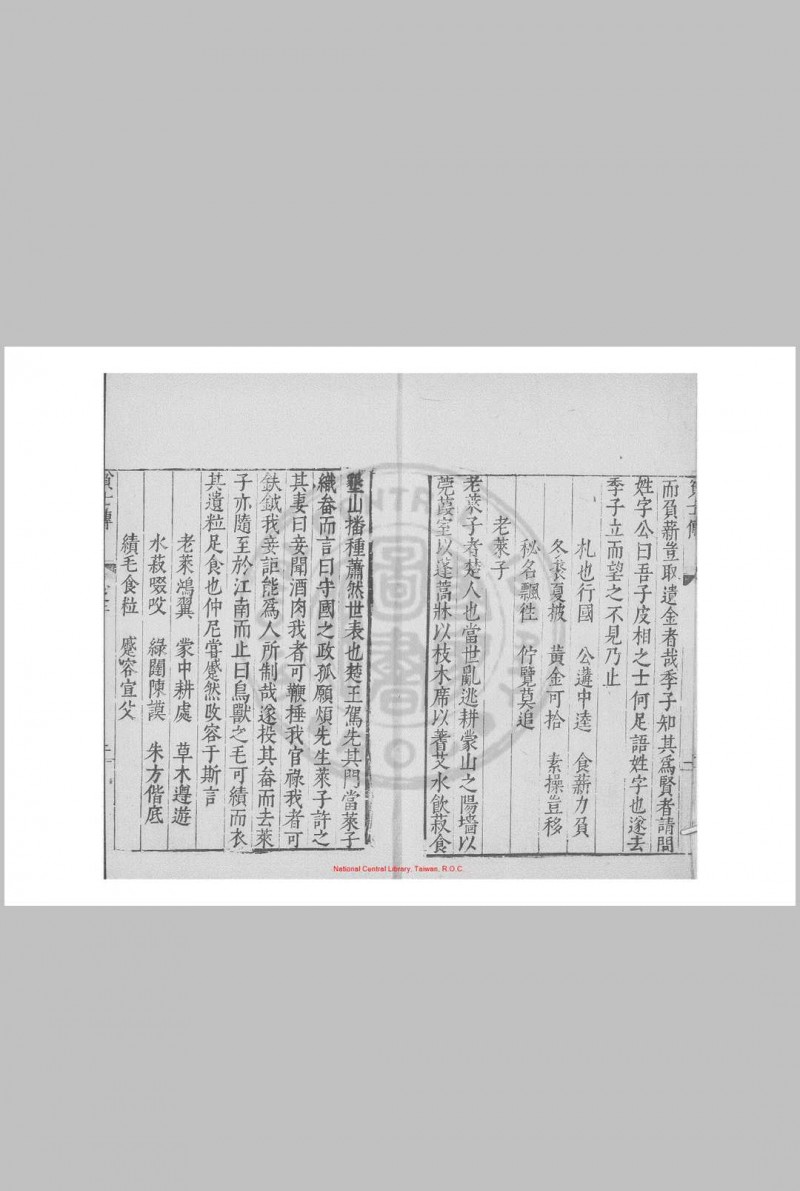 贫士传 (明)黄姬水撰 明万历间(1573-1620)金陵荆山书林刊本