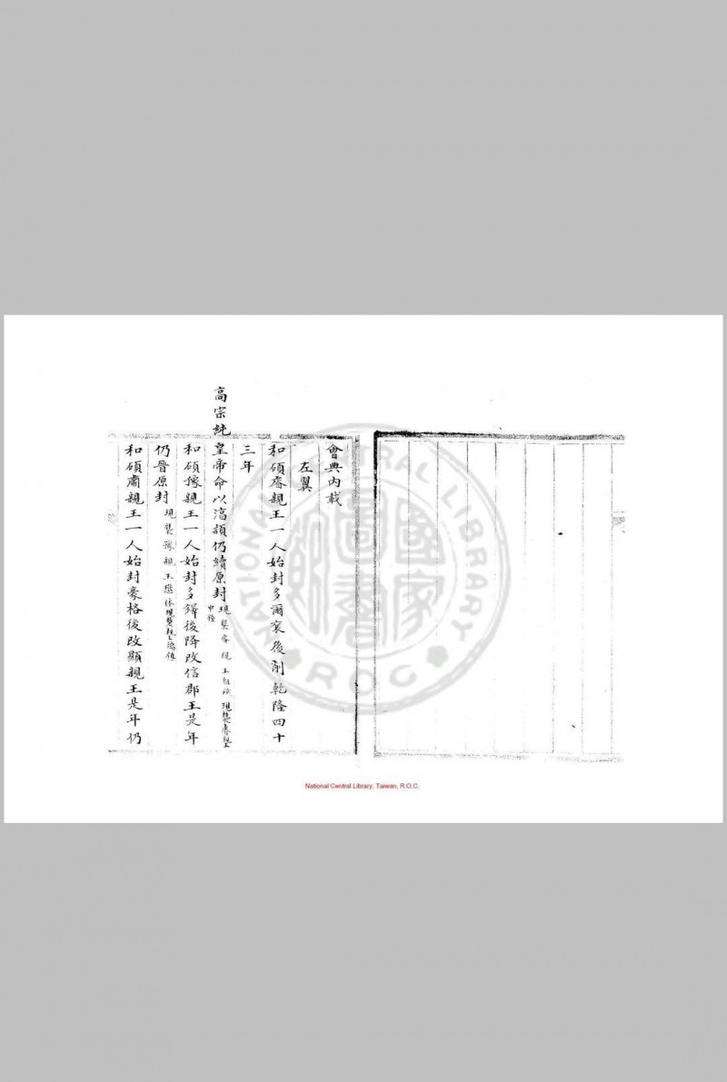 宗室王公章京世袭爵秩册 清内府朱丝栏钞本