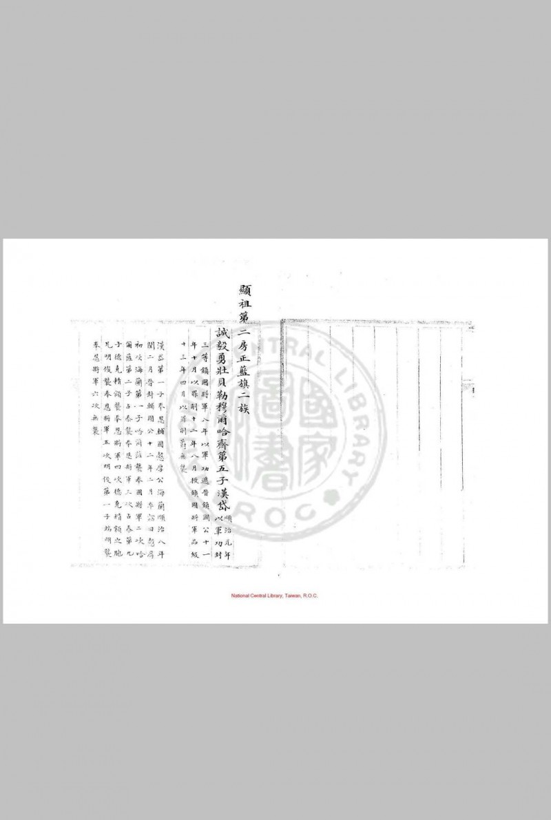 宗室王公章京世袭爵秩册 清内府朱丝栏钞本