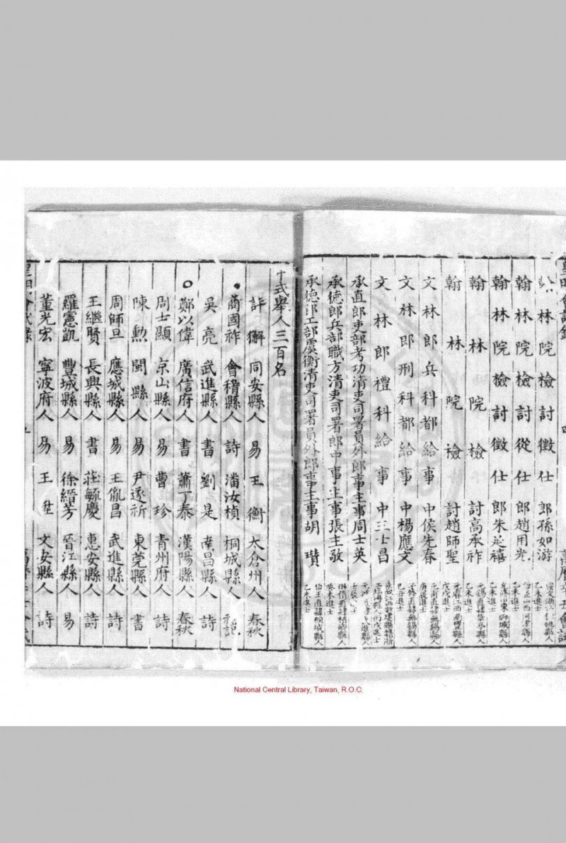 万历辛丑会试录 (明)冯琦编 明万历间(1573-1620)刊本