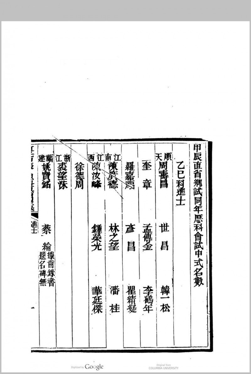 道光 甲辰 恩科直省同年录 （甲辰齿录）  唐氏宗谱唐维屏撰