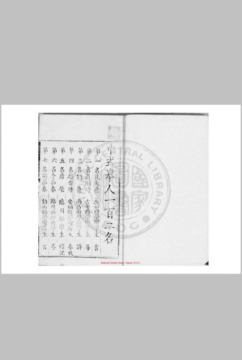 天启七年江西乡试录 (明)倪元璐编 明天启间(1621-1627)刊本