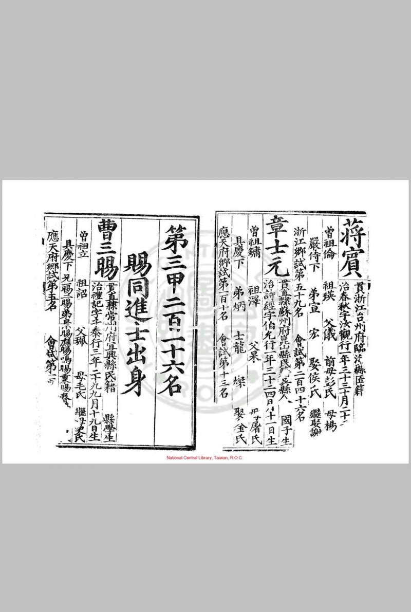 嘉靖二十三年登科录 明嘉靖间(1522-1566)刊本