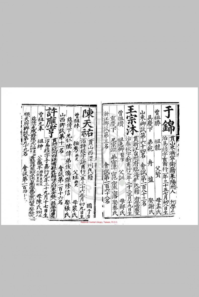 嘉靖二十三年登科录 明嘉靖间(1522-1566)刊本