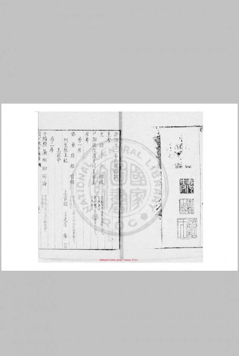 崇祯十二年山西乡试序齿录 (明)姚钿编 明崇祯间(1628-1644)刊本