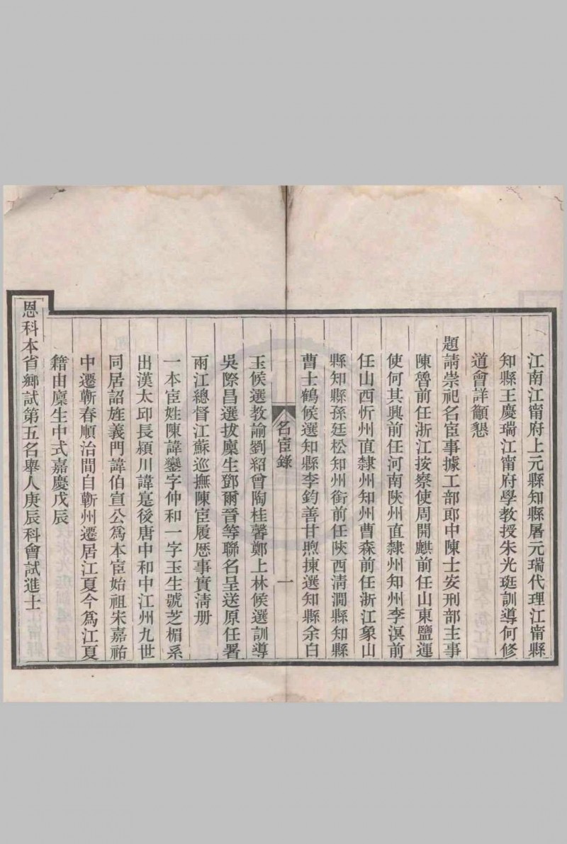 名宦乡贤录（清)佚名辑 刻本 清光绪十四年[1888]