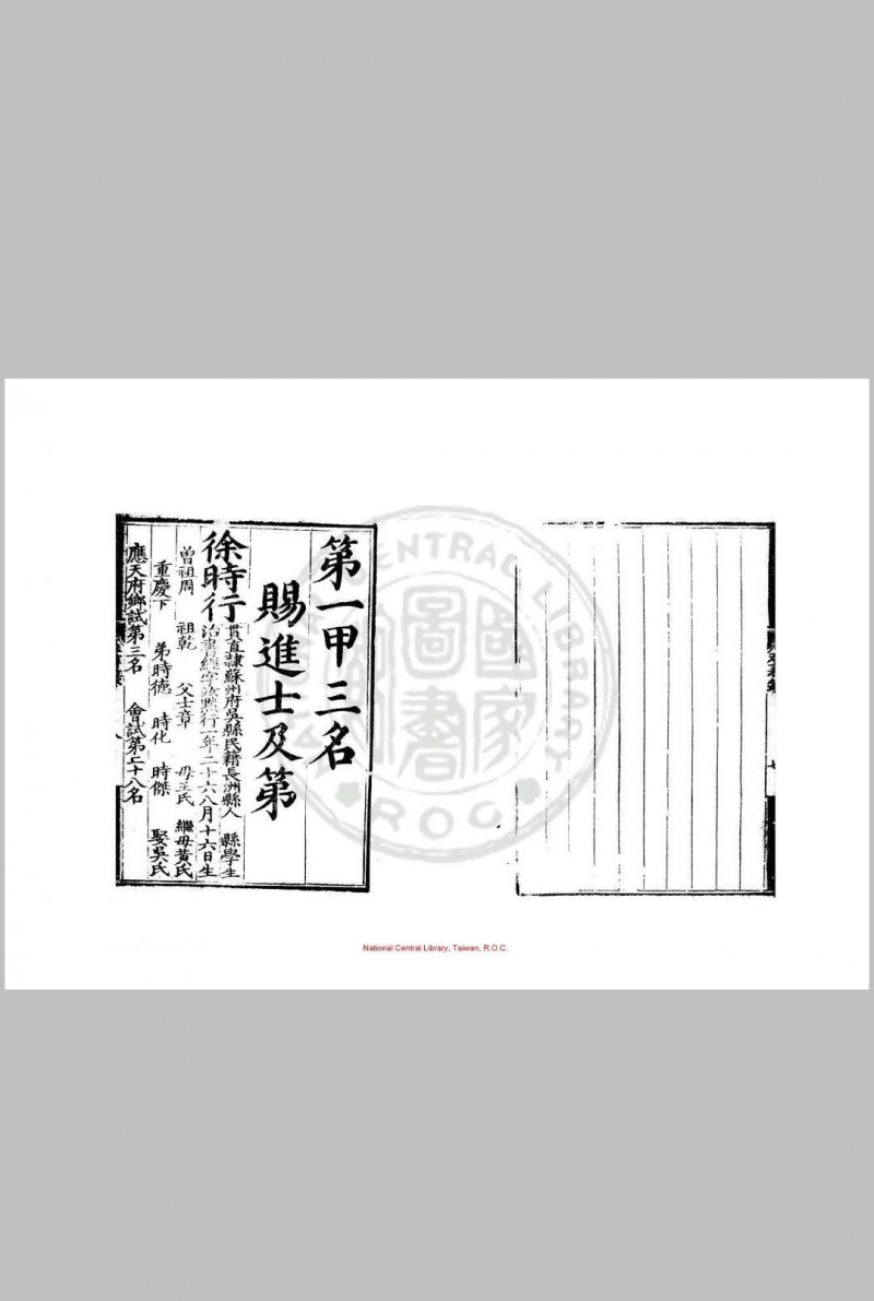 嘉靖四十一年进士登科录 (明)严讷编 明嘉靖间(1522-1566)刊本