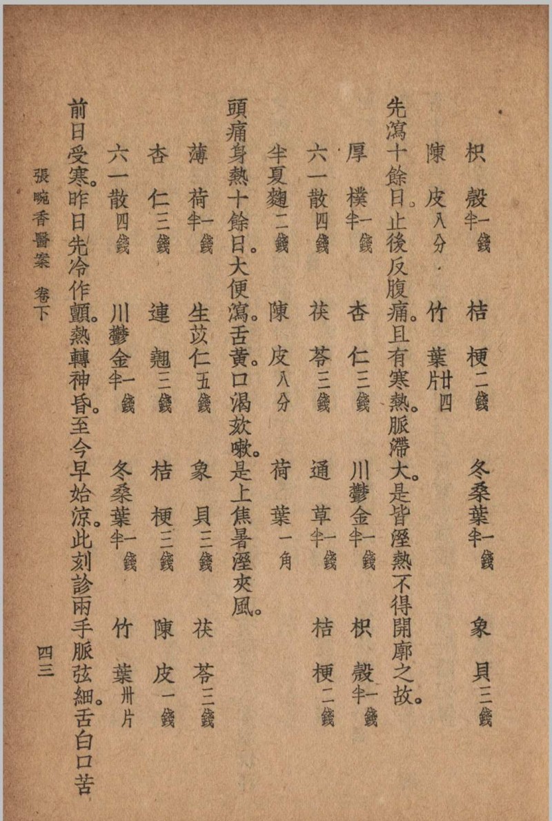 张畹香医案 张畹香 清 著 1936 大东 上海市