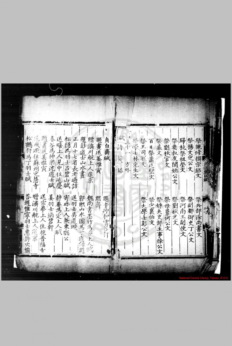 倪文僖公集 (明)倪谦撰 明弘治癸丑(六年, 1493)上元倪氏家刊本