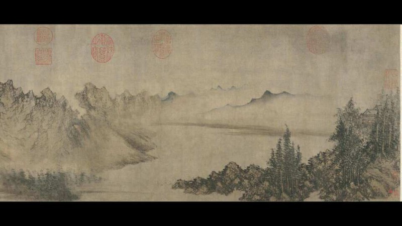 元 方从义 云山图卷27&#215;144.5