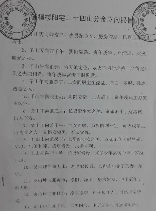 崔福楼阳宅二十四山分金立向秘旨+赖派阳宅风水笔记 共34页 堪舆阳宅 第1张