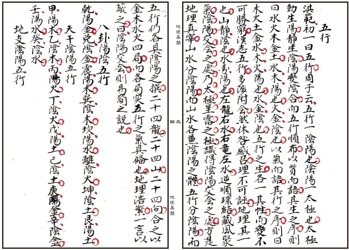 风水古籍《地理易简》69页双页版 朱批全彩 陈湖南弟子乾隆八年手抄 国学古籍 第3张