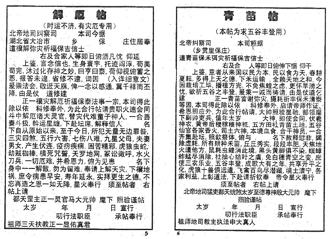 邓汉松《正一派玄宗法科秘笈-道用解灾文疏选编》 易学 第5张